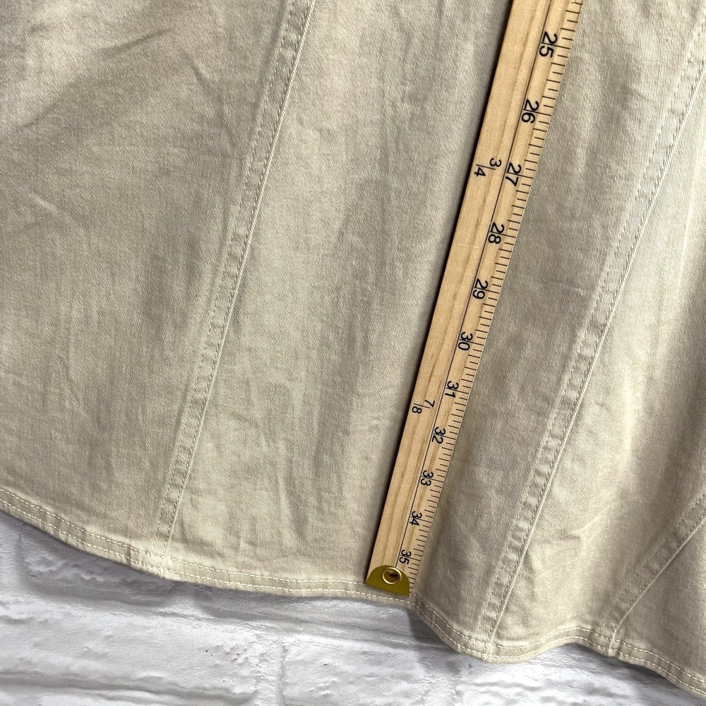 Vtg GITANO Denim Maxi Skirt Sz 26W Khaki Flared Hem Boho Grunge Western 90s Y2K - Picture 6 of 12